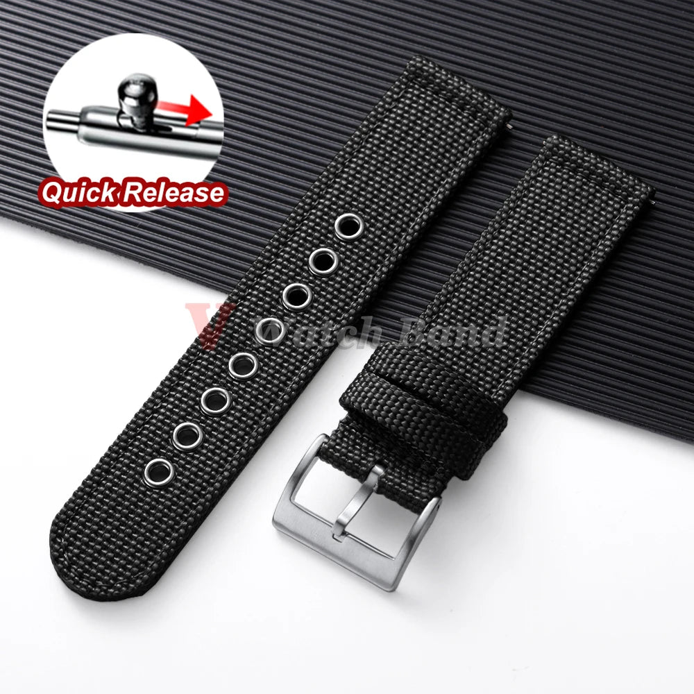 Nylon Watch Band for Seiko Army Military Canvas Woven Nylon Strap 18mm 20mm 22mmQuick Release Wristband Men's Sport Watch Bandss