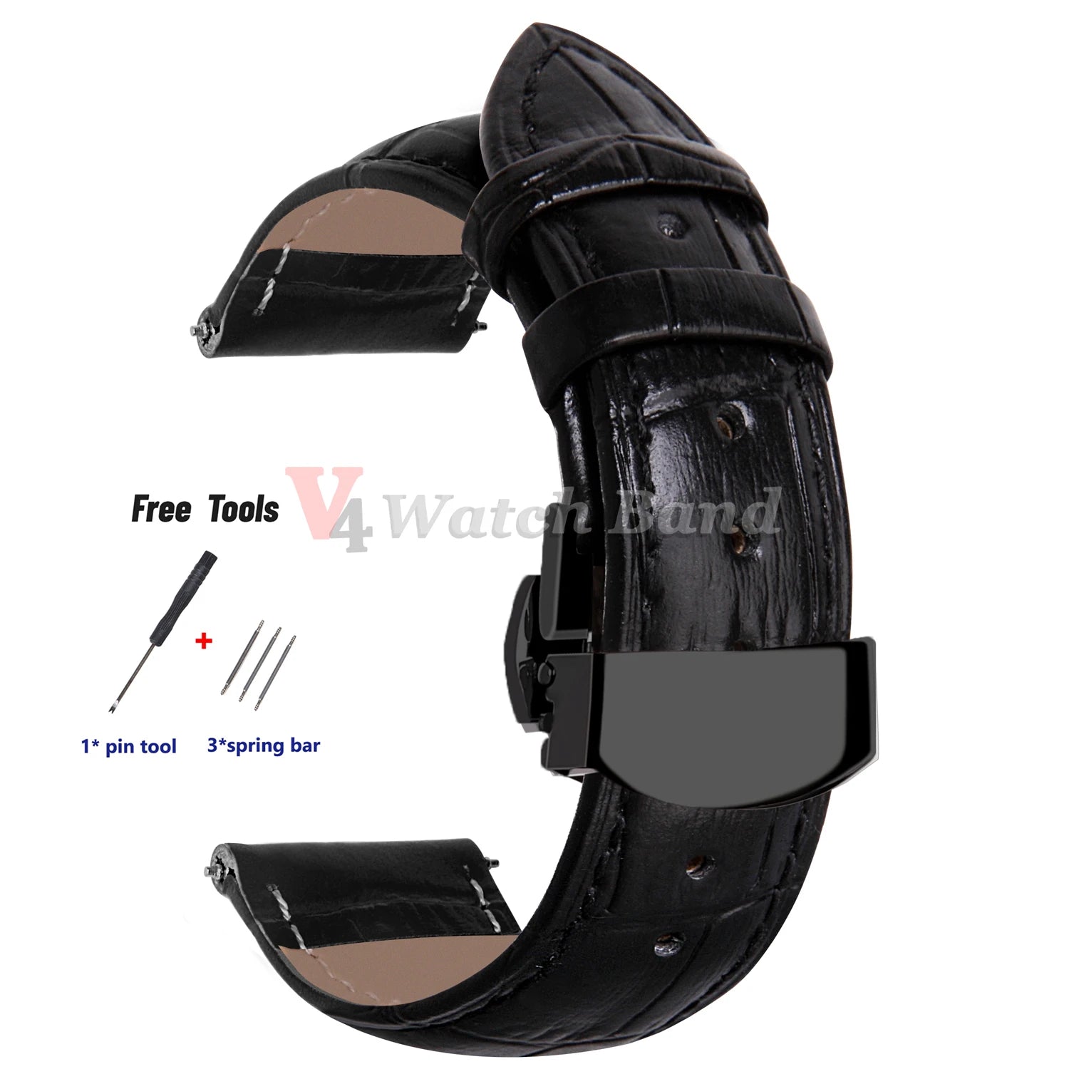 18mm 20mm 22mm 24mm Genuine Leather Watchband Crocodile Pattern Straps Men Women Replacement Universal Bracelet