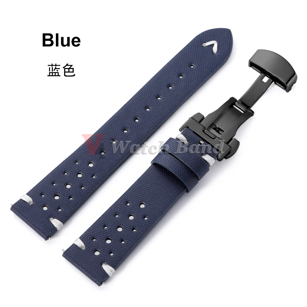 Quick Release Nylon Sailcloth Watch Strap 18mm 20mm 22mm Bracelet with Butterfly Buckle Band for Omega for Seiko Watchband