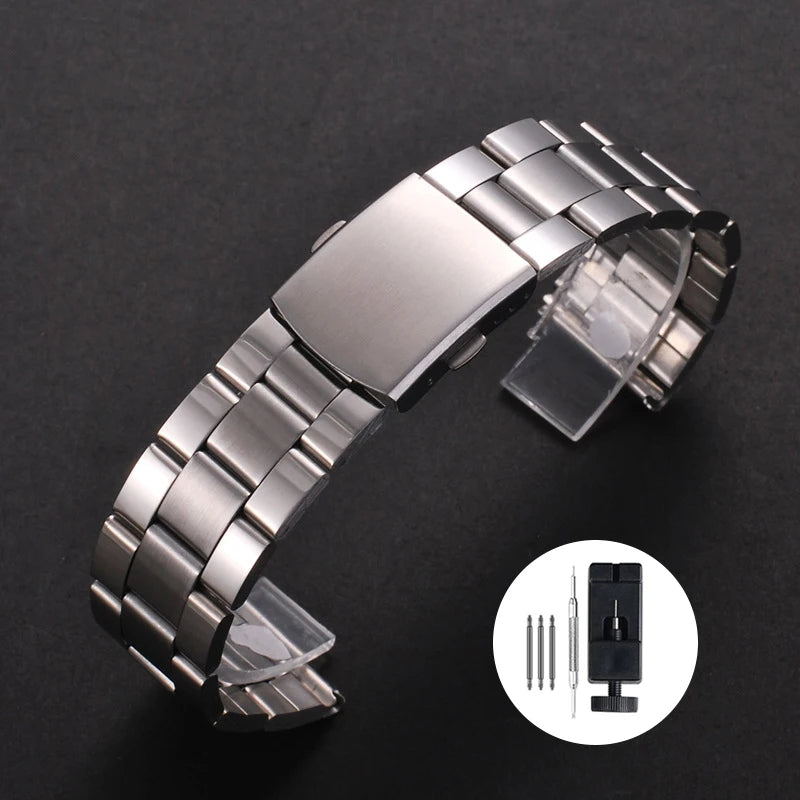 Stainless Steel Watch Strap Folding Buckle Silver Gold Women Men Bracelet 18mm 20mm 22mm for Huawei Watch Gt3/Gt4 46mm Wristband