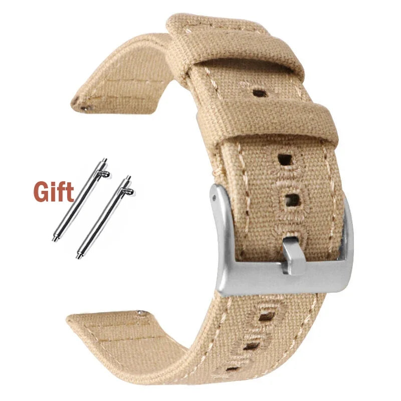 Quick Release Bracelet for Huawei Strap18mm 20mm 22mm Braided Canvas Watch Band for Samsung Galaxy 3/4 40mm 44mm Classic 46/42mm