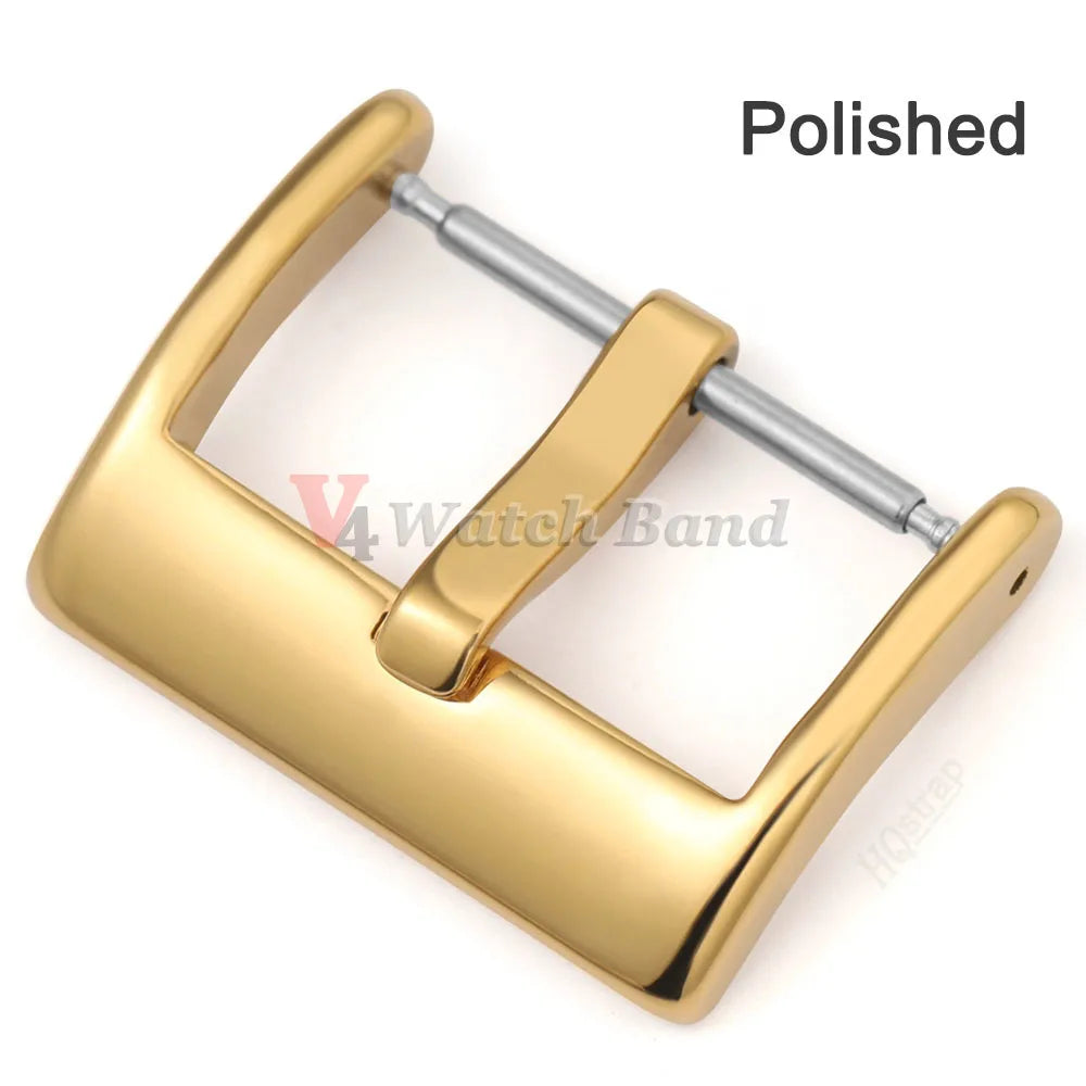 Matte Polished Clasp Watch Band Metal Buckle 16 18 20 22 24mm Silver Black Gold Steel Buckle Strap Solid Square Button for Seiko