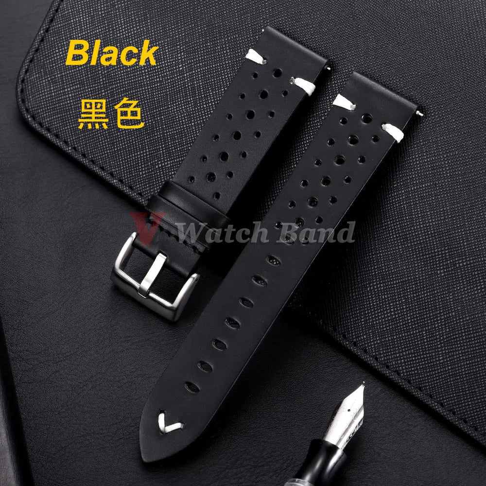 Cowhide Watch Strap 20mm 22mm for Samsung Galaxy Watch 8/7/6/5/4 Vintage Dark Brown Quick Release Watchband for Omega for Seiko