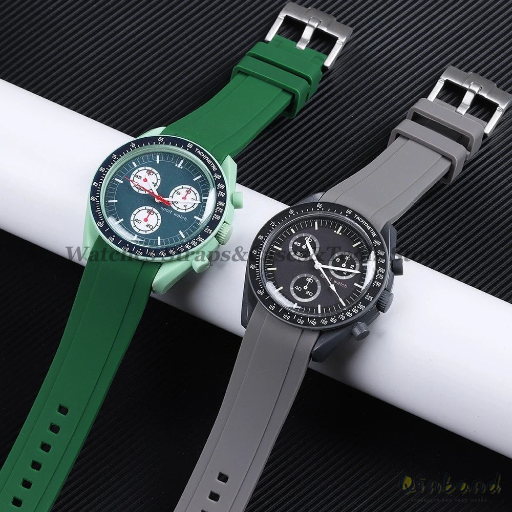 20mm 22mm Rubber Strap High Quality Curved End Silicone Watch Band for Swatch for Omega for Moonswatch for Rolex Waterproof Belt