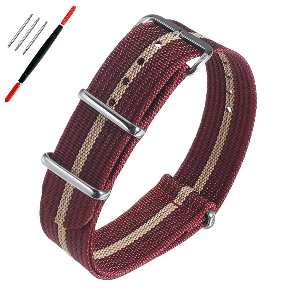 16mm 18mm 19mm 20mm 22mm 24mm Nylon Ribbed Watch Strap Band Military Casual Watchband Sport Bracelet Replacement Belt For Men
