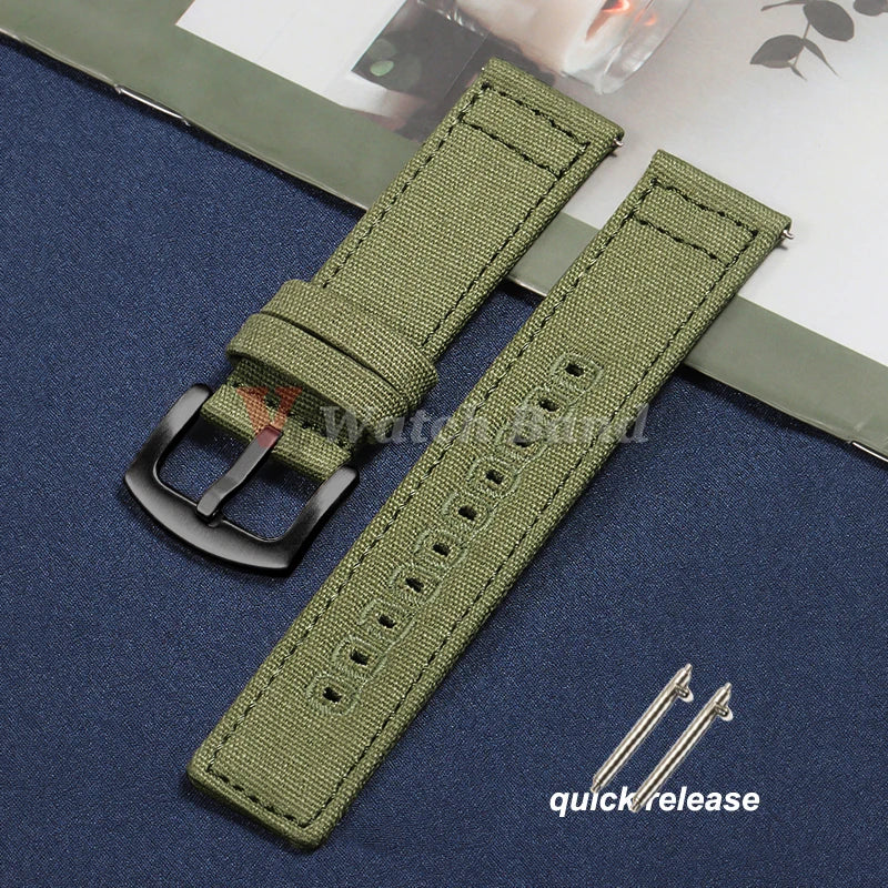 Quick Release Bracelet 18mm 20mm 22mm for Huawei Strap Braided Canvas Watch Band for Samsung Galaxy 3/4 40/44mm Classic 46/42mm