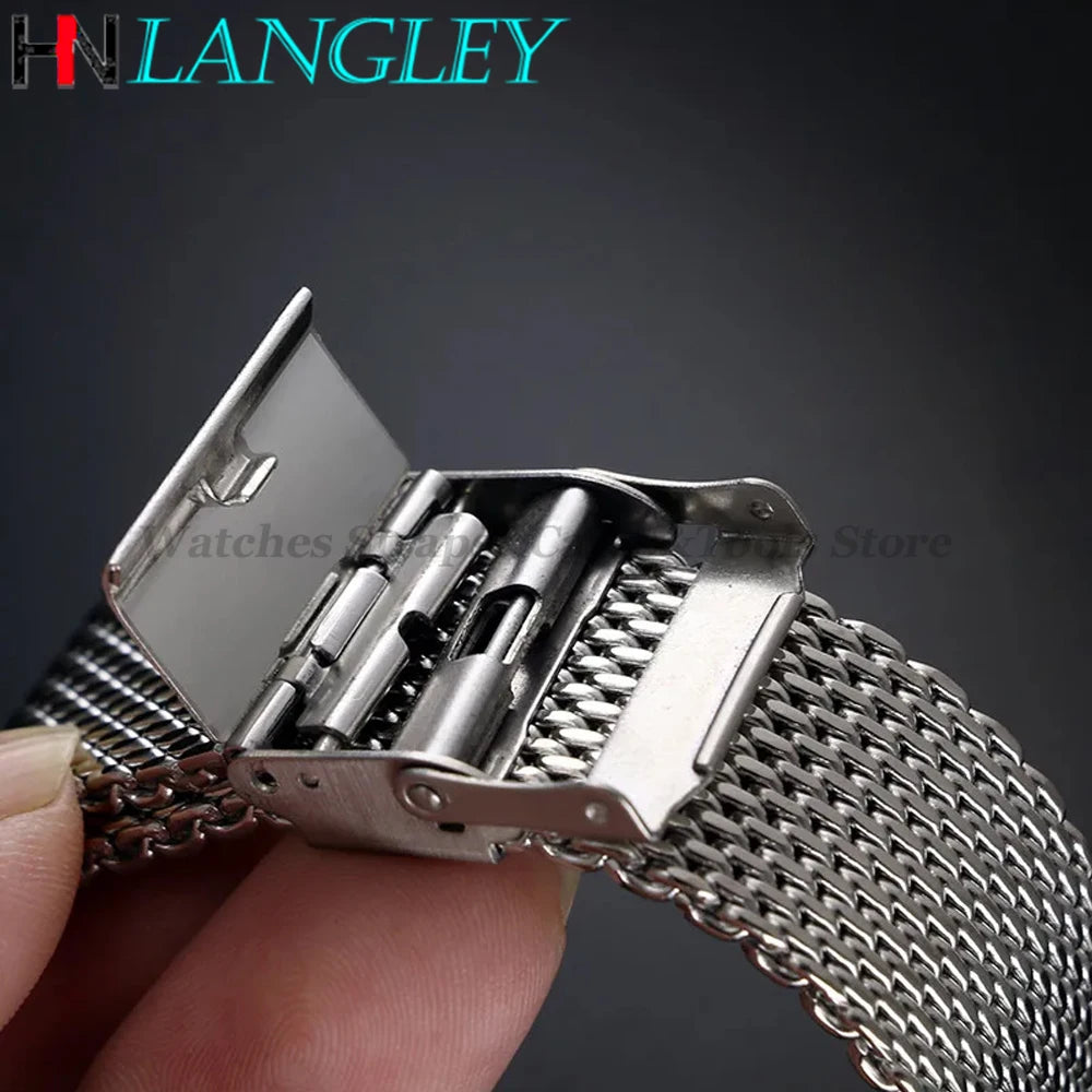 0.6mm 1.0mm Milanese Mesh Watchband 18mm 20mm 22mm 24mm Stainless Steel Bracelet 3mm Thick Strap Heavy Wristband with free tool