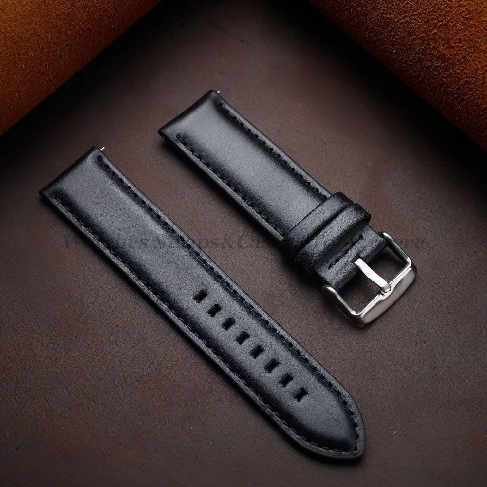 Quick Release Genuine Leather Watchband Strap 18mm 20mm 22mm 24mm 26mm for DW for Seiko Black Brown Wristband Men Women Bracelet
