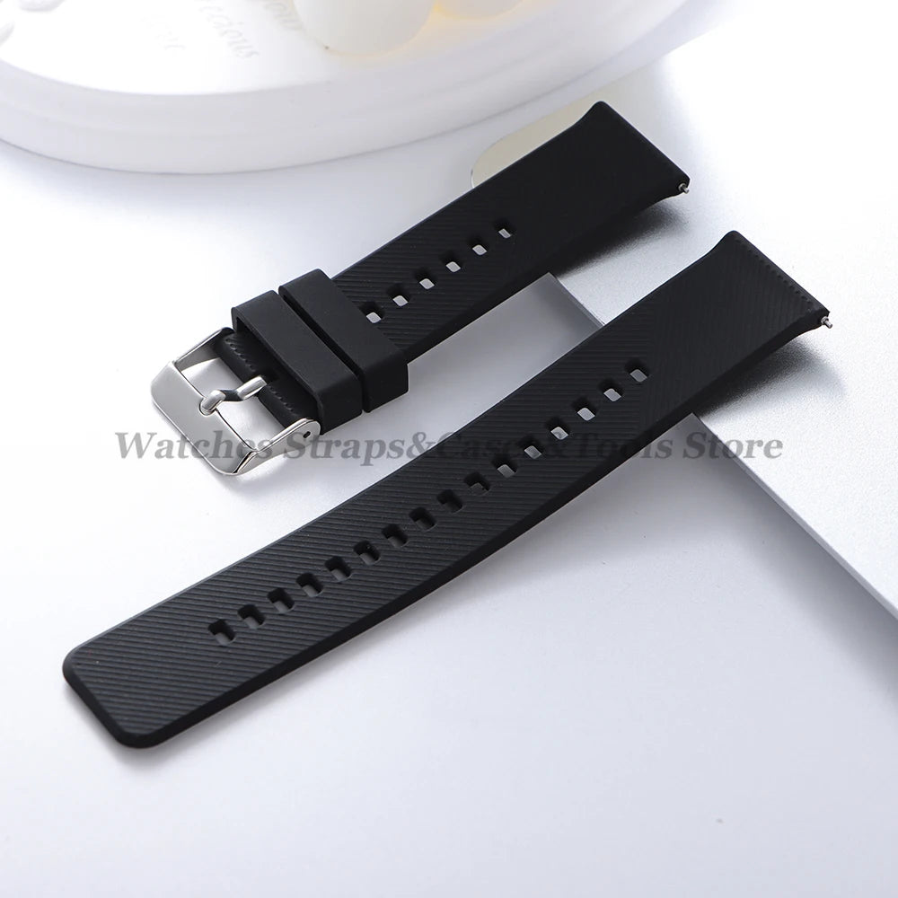 Soft Silicone Watchband Strap 18mm 19mm 20mm 21mm 22mm for Omega for Seiko Quick Release for Smartwatch Men's Universal Bracelet
