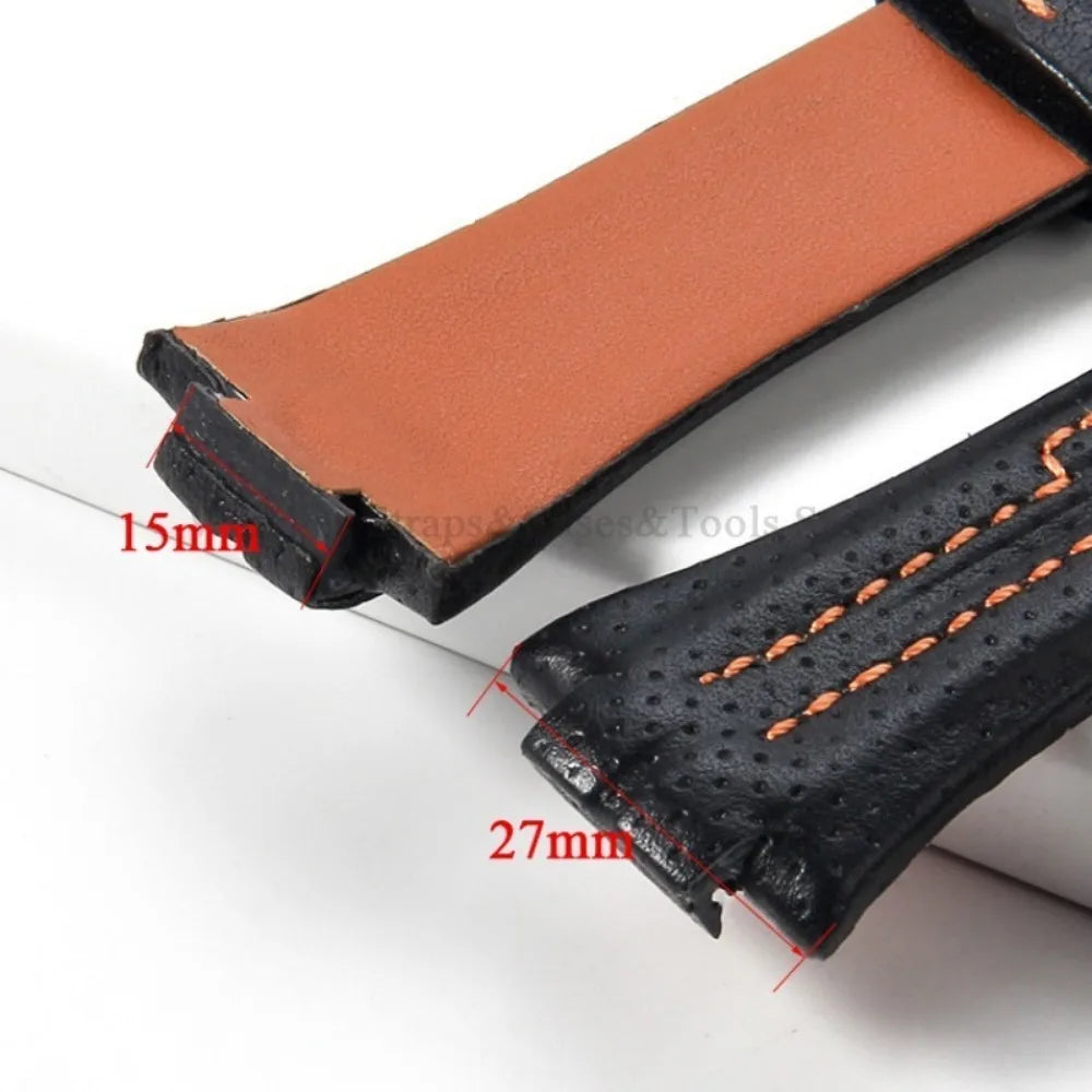 Genuine Leather Watch Strap 15mmx27mm for Seiko SNL017P1 SNL029P2 SNA595P2 SNL021P1 Wristband Sport Bracelets Watch Accessories