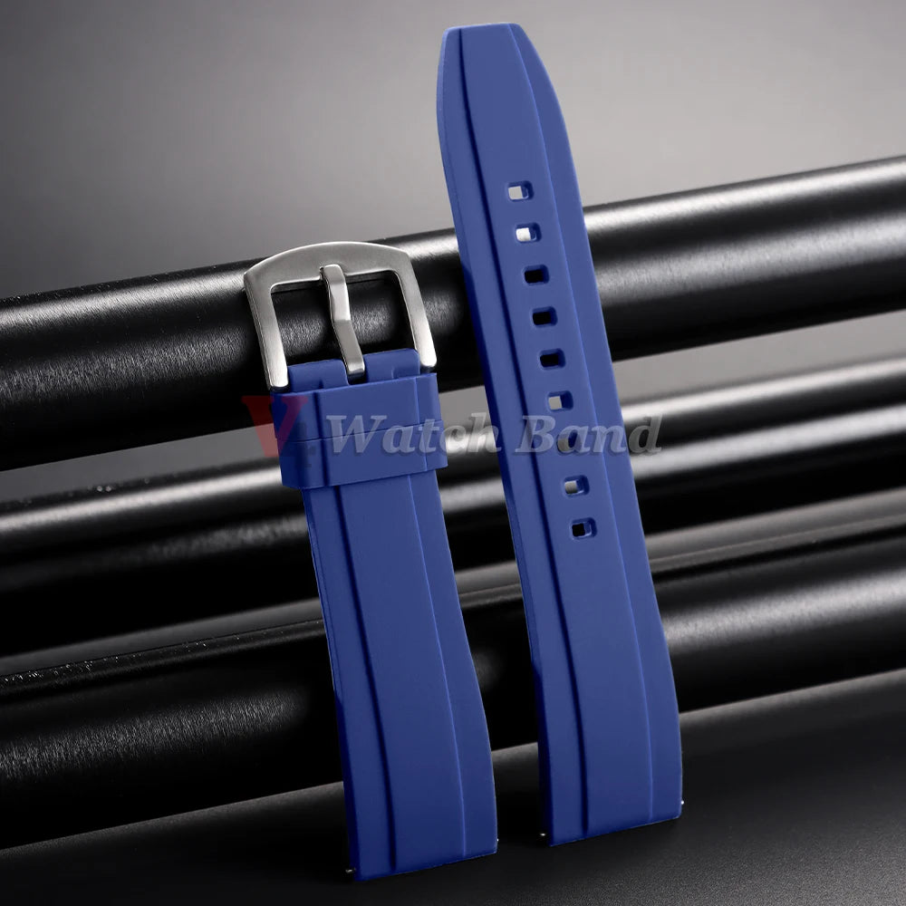 Watch Strap 20mm 22mm Universal Watch Band for Rolex for Omega Silicone Rubber Link Wrist Bracelet for Casio Soft for Smartwatch