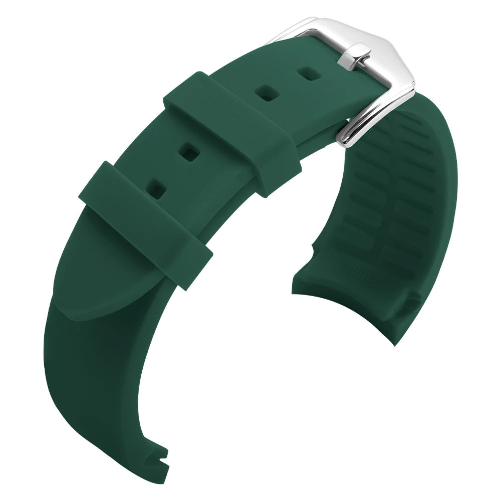 Soft Rubber Watch Strap Curved End 20mm 22mm for Rolex Green Water Ghost Silicone Watchband 18/19/21/24mm Bracelet MenSport Band