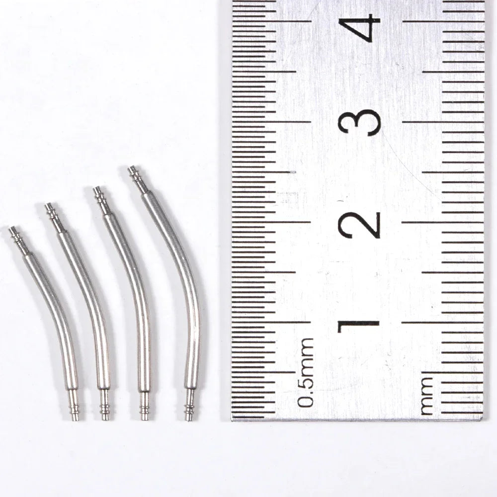 10pcs Curved End Spring Bar Dia 1.5mm 1.8mm Watch Strap Link Pins 18mm 20mm 22mm 24mm for Smart Watch Curved Band with Tool