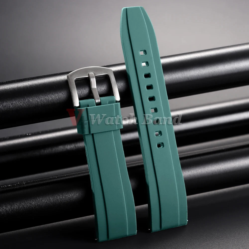 Watch Strap 20mm 22mm Universal Watch Band for Rolex for Omega Silicone Rubber Link Wrist Bracelet for Casio Soft for Smartwatch