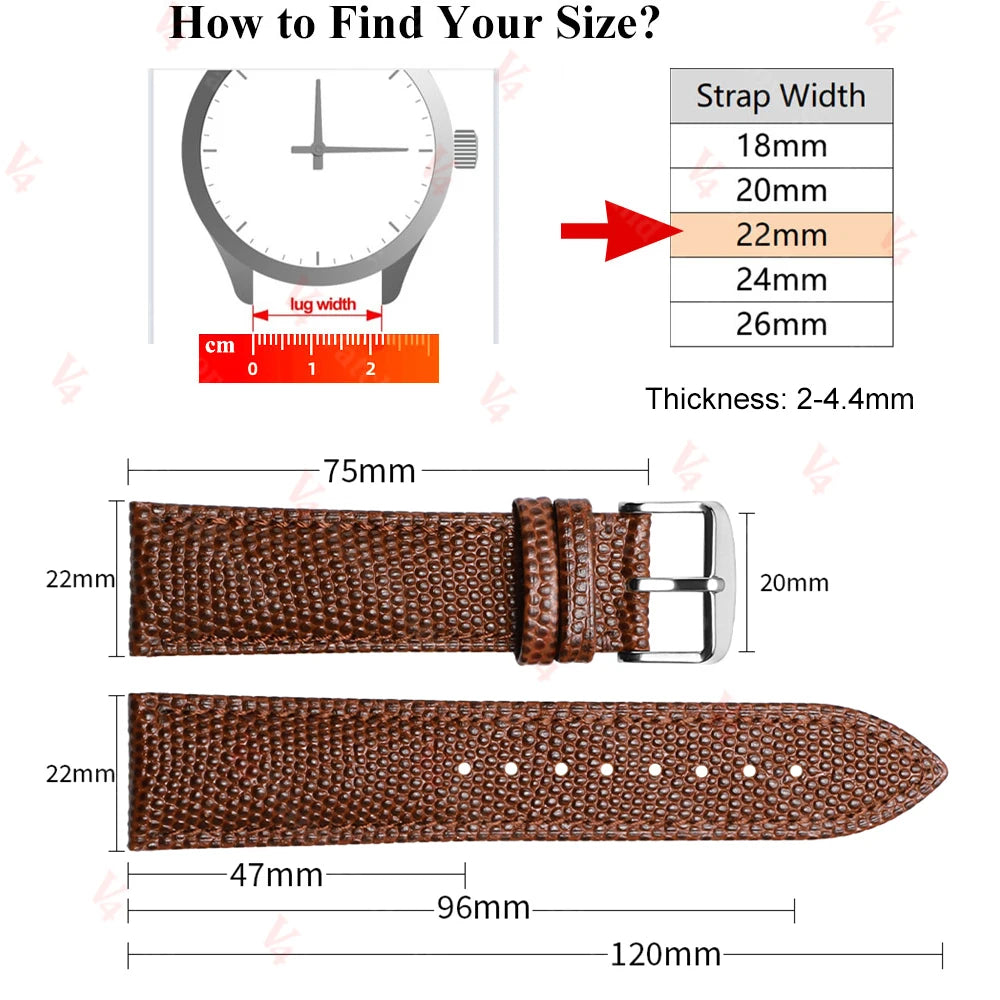 Retro PU Leather Watchbands Lizard Pattern Strap for Seiko for Rolex Watch Band 14mm 15mm 16mm 18mm 19mm 20mm 21mm 22mm Bracelet
