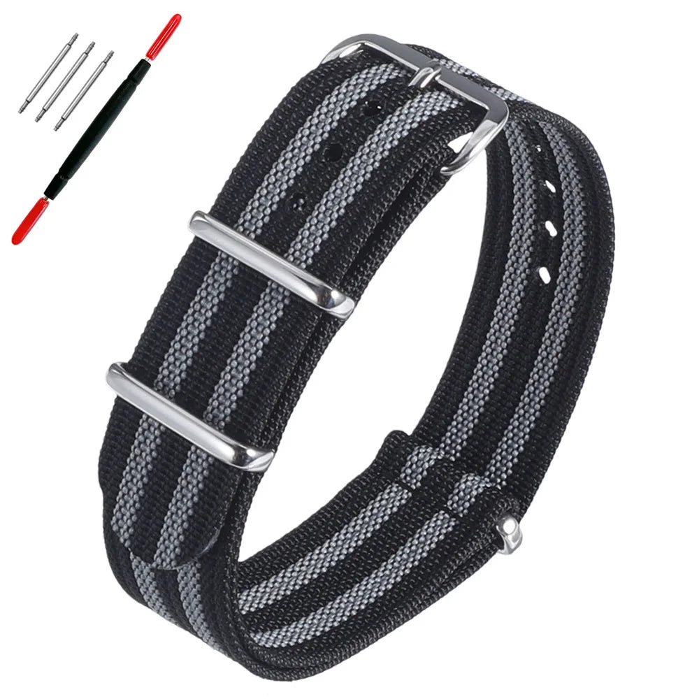 16mm 18mm 19mm 20mm 22mm 24mm Nylon Ribbed Watch Strap Band Military Casual Watchband Sport Bracelet Replacement Belt For Men
