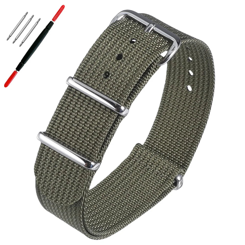 16mm 18mm 19mm 20mm 22mm 24mm Nylon Ribbed Watch Strap Band Military Casual Watchband Sport Bracelet Replacement Belt For Men