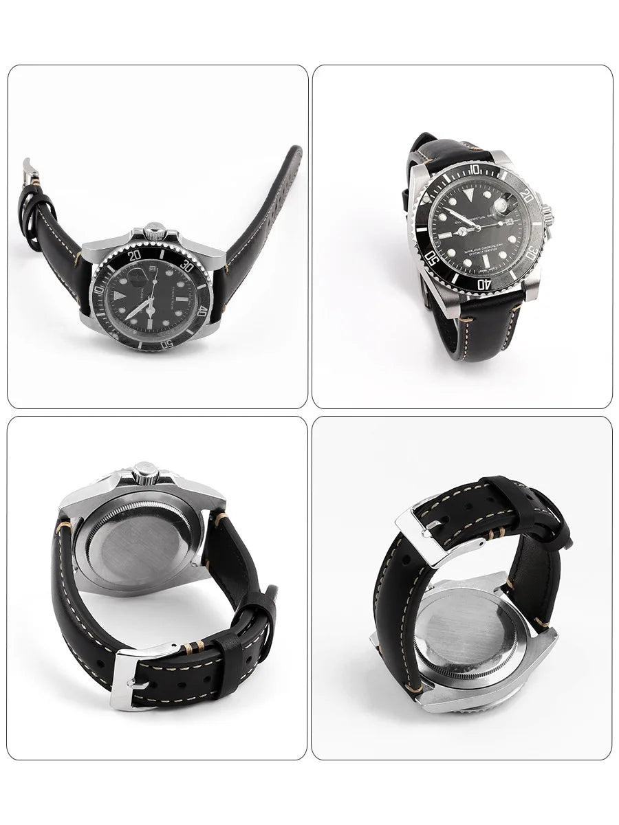 Retro Cowhide Watch Strap for Seiko for Casio 20mm 22mm 24mm Watch Accessories Men Women Red Wrist Belt Bracelet