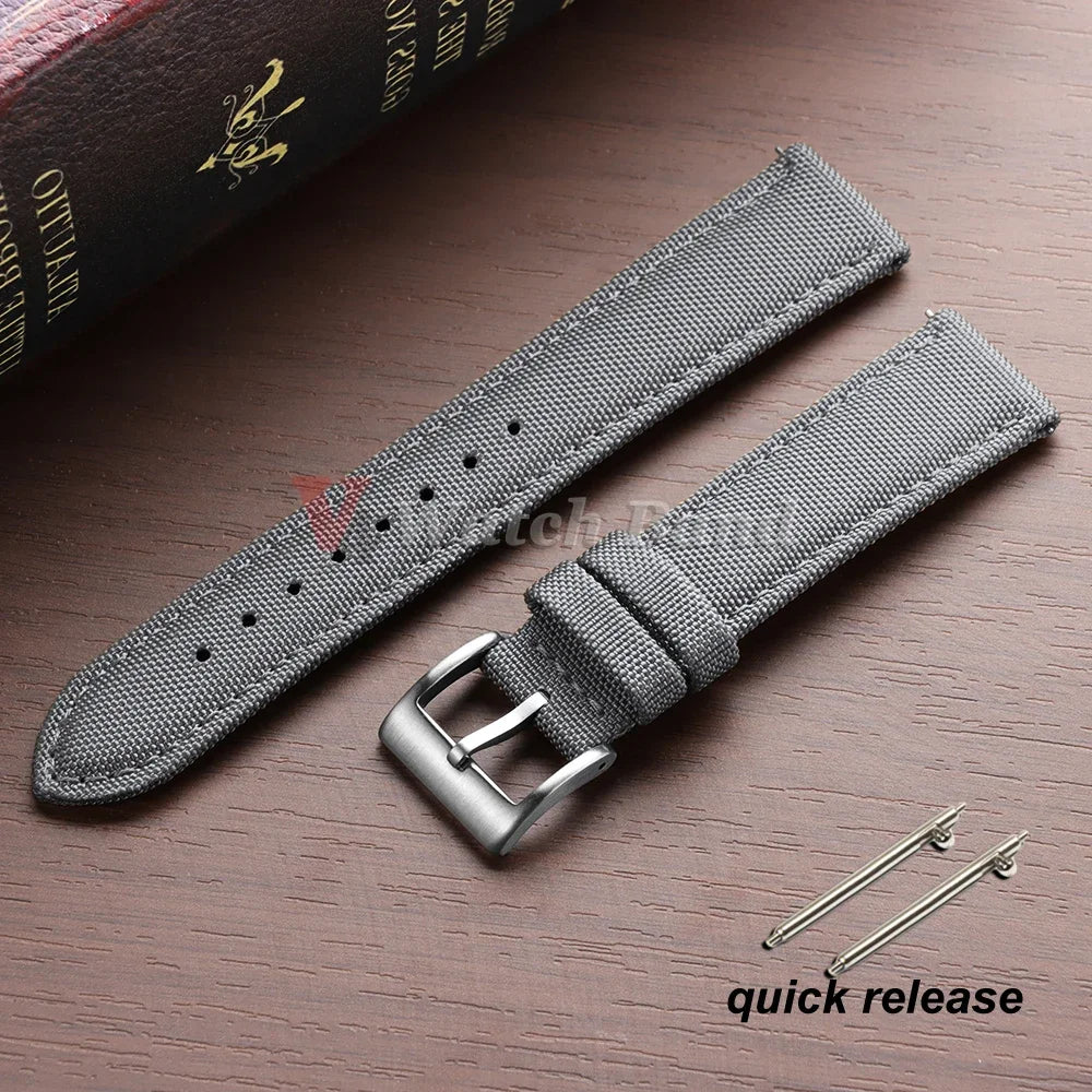 20mm 22mm Sailcloth Watch Strap Nylon Watchband Quick Release Waterproof Nylon Bracelet Two-Sided Canvas Band Sport Belt for Men