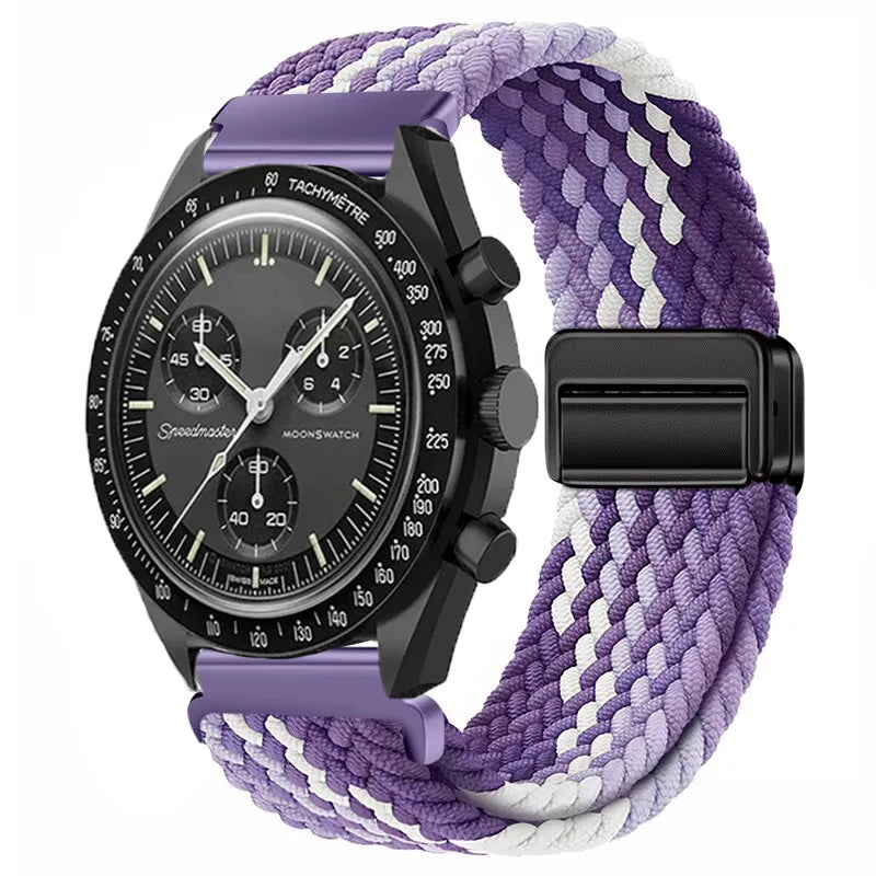 Nylon Loop Strap For Omega X Joint MoonSwatch Magnetic Weave Bracelet 20mm For Amazfit Active 2 GTR 42mm Samsung Gear S2 Classic
