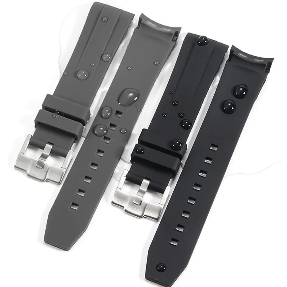 20mm Curved Rubber Watch Strap for Omega for Swatch for Moonswatch Soft Waterproof Sport Wrist Bracelet Women Men Accessories