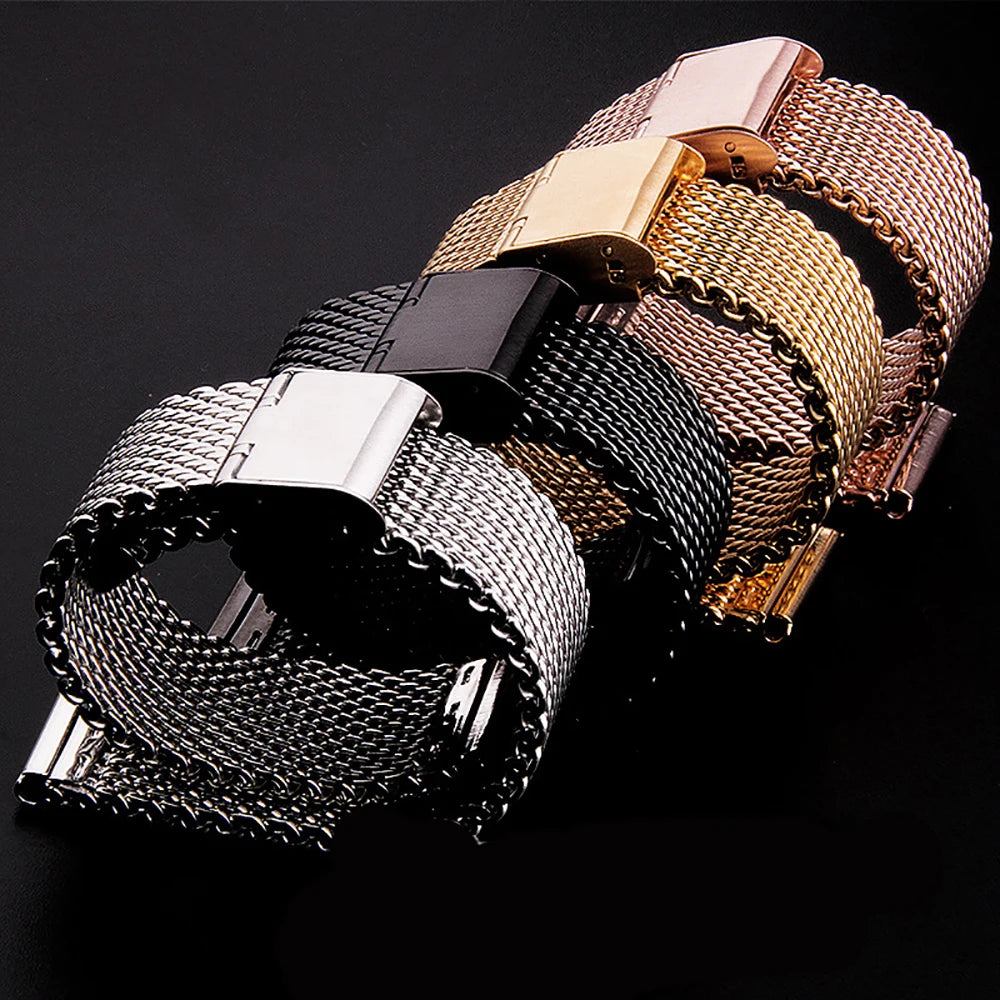 1.0 Mesh Milanese Watch Strap QuickRelease Stainless Steel Bracelet 3mm Thickness for DW for Omega Wristband 18mm 20mm 22mm 24mm