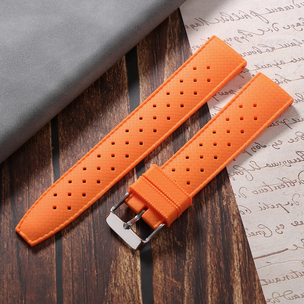 Premium Grade Tropical Rubber Watch Strap 20mm 22mm for Seiko SRP7J1 Watch Bands Diving Waterproof Strap Flat Universal Bands