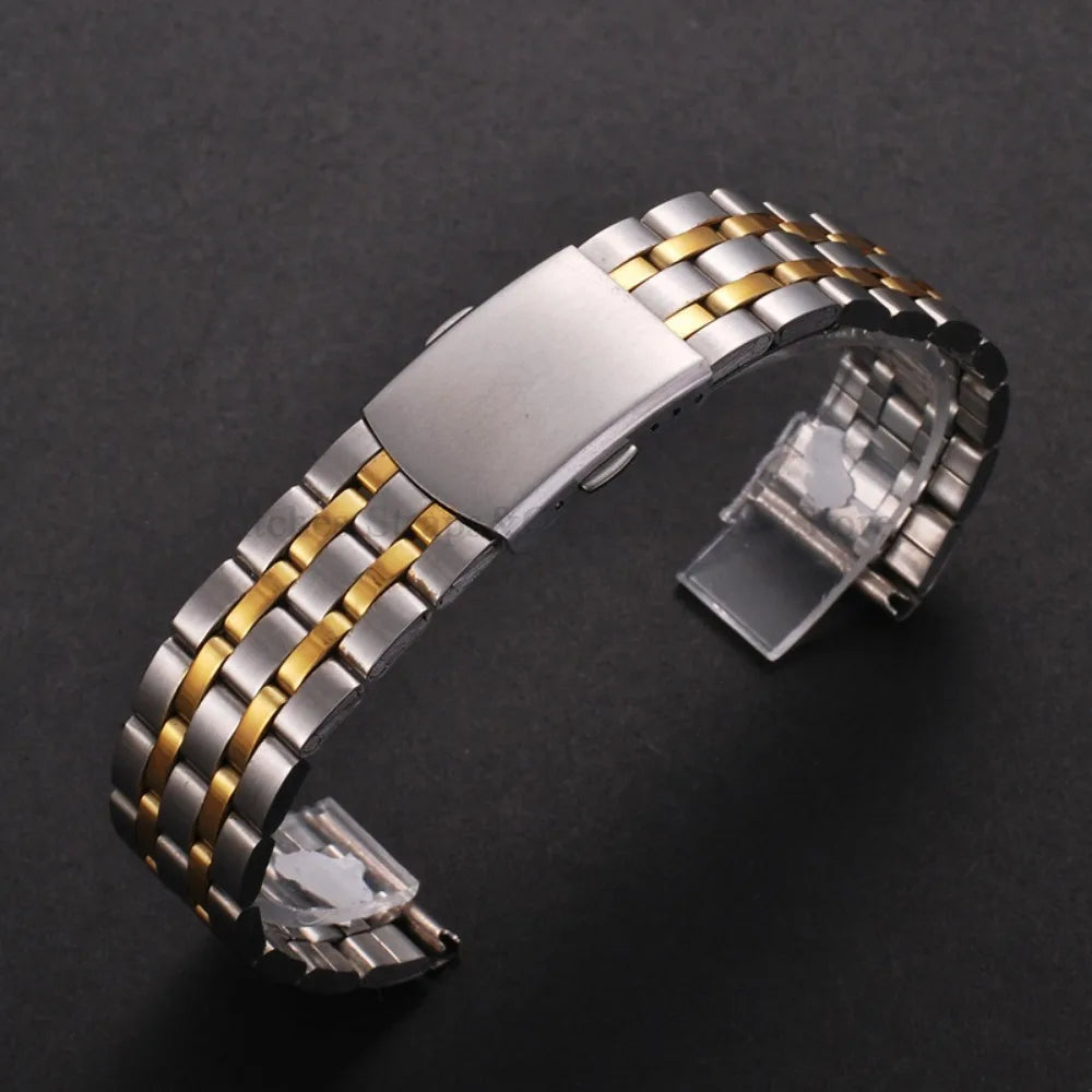 Stainless Steel Watch Strap Folding Buckle Silver Gold Women Men Bracelet 18mm 20mm 22mm for Huawei Watch Gt3/Gt4 46mm Wristband