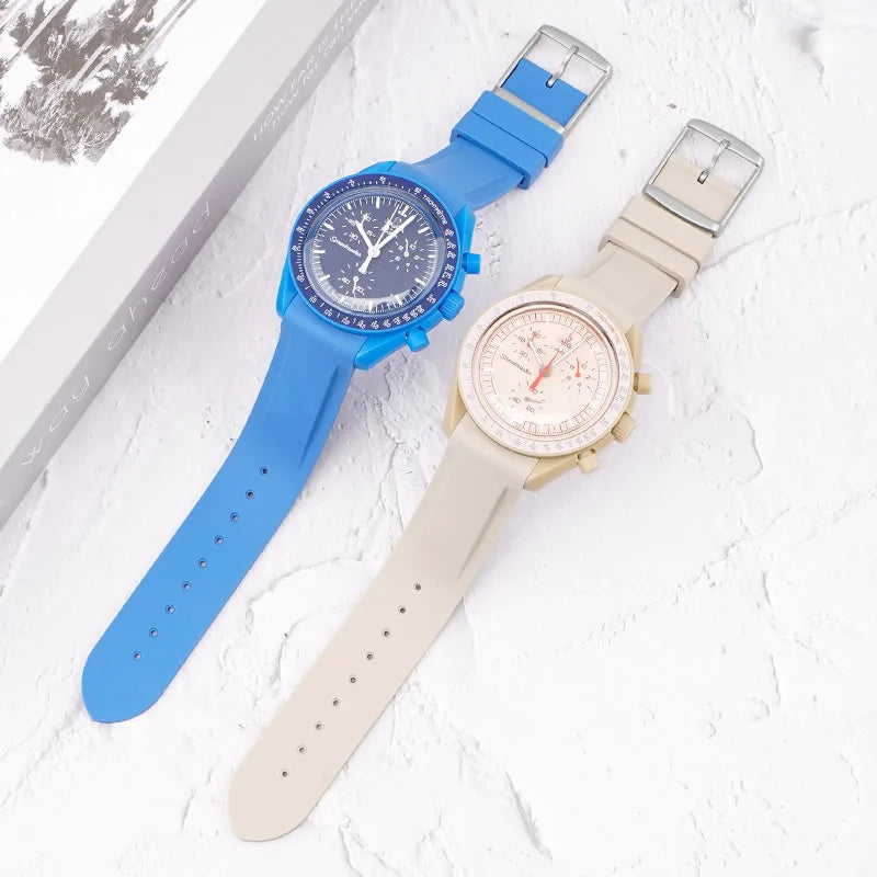New 20mm for Moonswatch Rubber Watch Strap Curved End For Omega Joint Constellation Watchband Men Waterproof Sports Watch Band