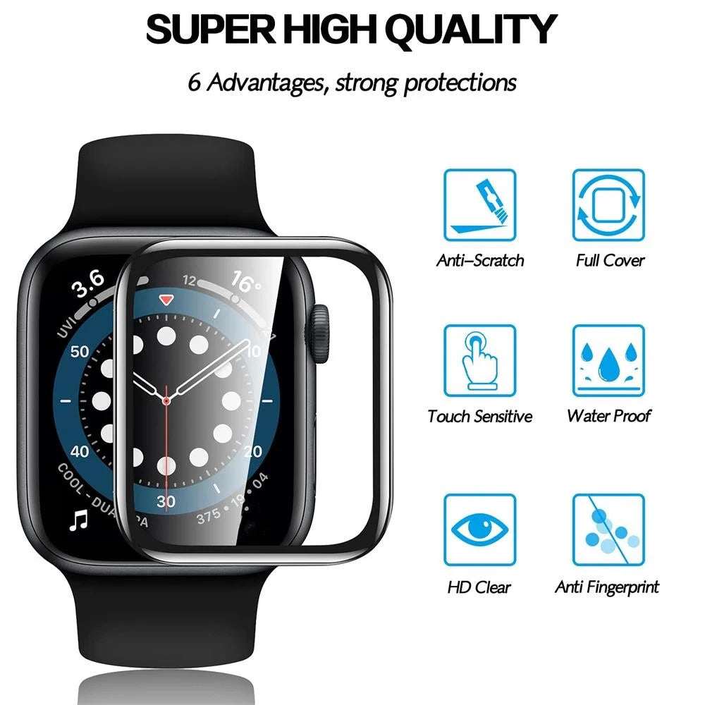 HD Soft Glass For Apple Watch 46mm 42mm Clear Screen Protector Films For Iwatch Series 10 Ultra 49mm 45/41mm Hydrogel Film