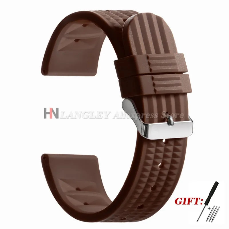 Soft Rubber Waffle Watch Band 20mm 22mm for Seiko for Rolex Water Ghost Sport Silicone Wristband Men's Replacement Strap Premium