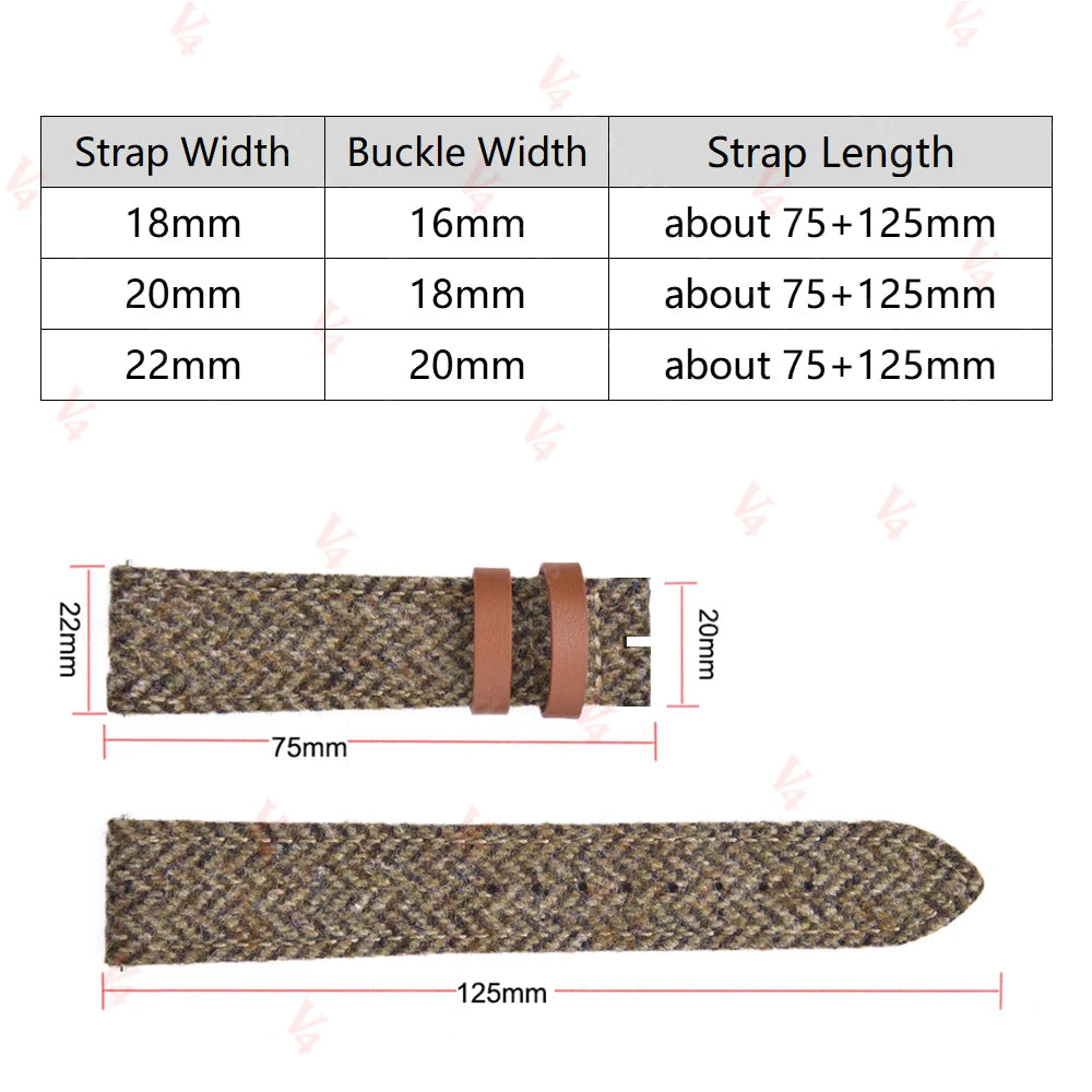 18mm 20mm 22mm Watch Strap Two-Sided Nylon Cowhide Watchband Quick Release Band Sport Wristband Butterfly BuckleBelt Accessories