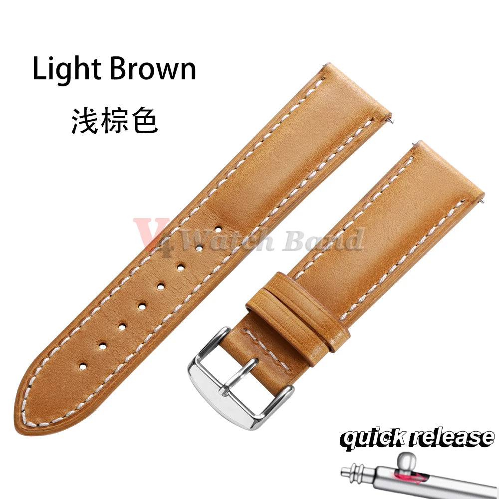 Retro Oil Wax Genuine Leather Watchband Quick Release Calfskin Strap for Seiko 18 20 22mm Wristband for Rolex Watch Accessories