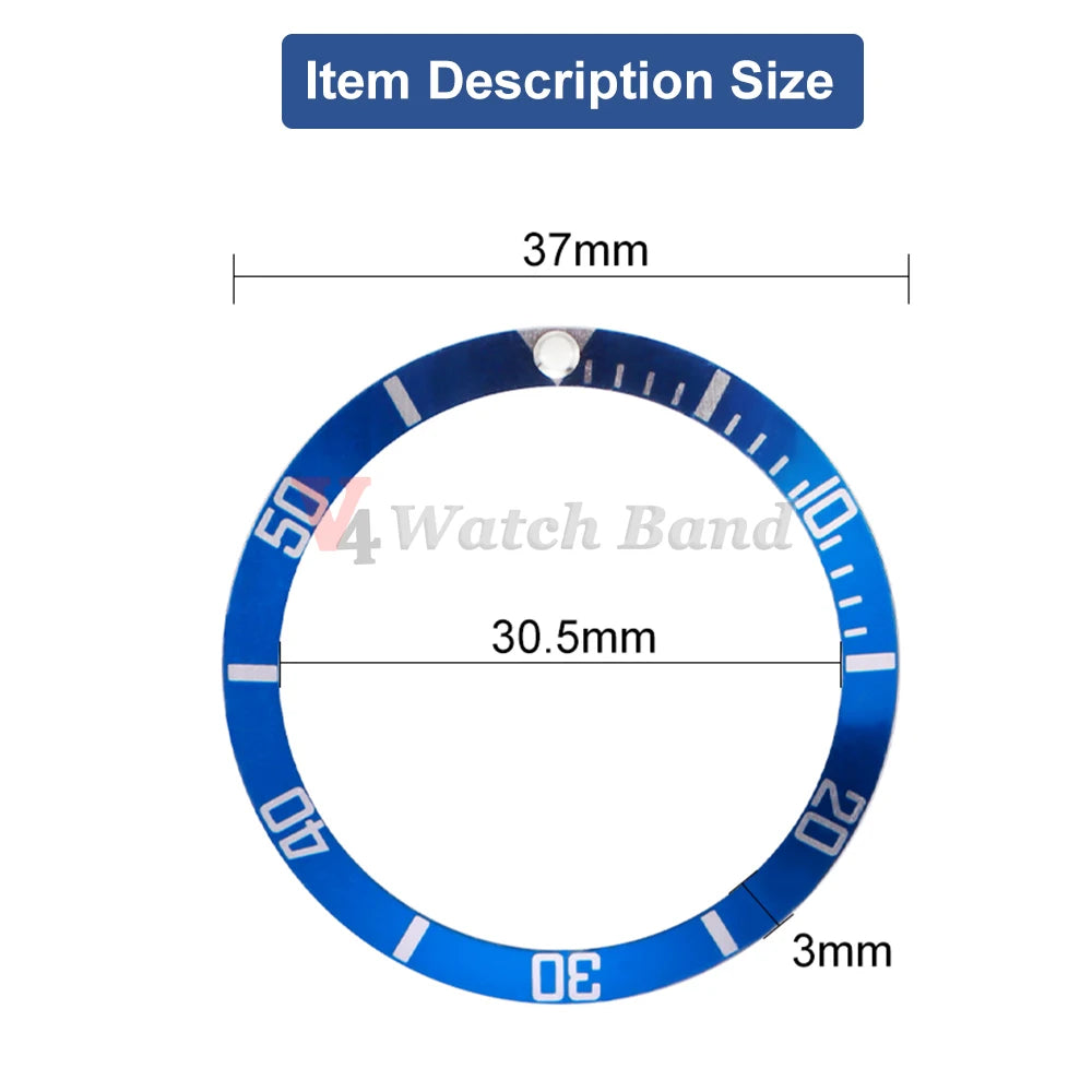 37mm Aluminium Ceramic Watch Bezel Insert Ring for Rolex Watch Case Alloy Insert Ring Slope GMT Diving Watch Part Accessories