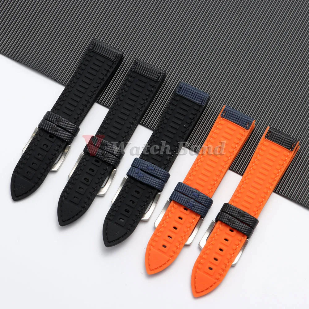Carbon Fiber Nylon Plaid Silicone Strap 20mm 22mm 24mm for IWC for Casio for Seiko for Omega Rubber Watchband Universal Bracelet