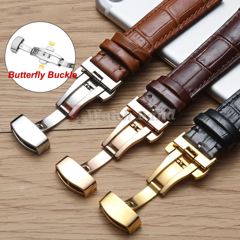 18mm 20mm 22mm 24mm Crocodile Pattern Straps for Wrist Bracelet for Seiko Vintage Leather Watch Band for Omega Butterfly Buckle