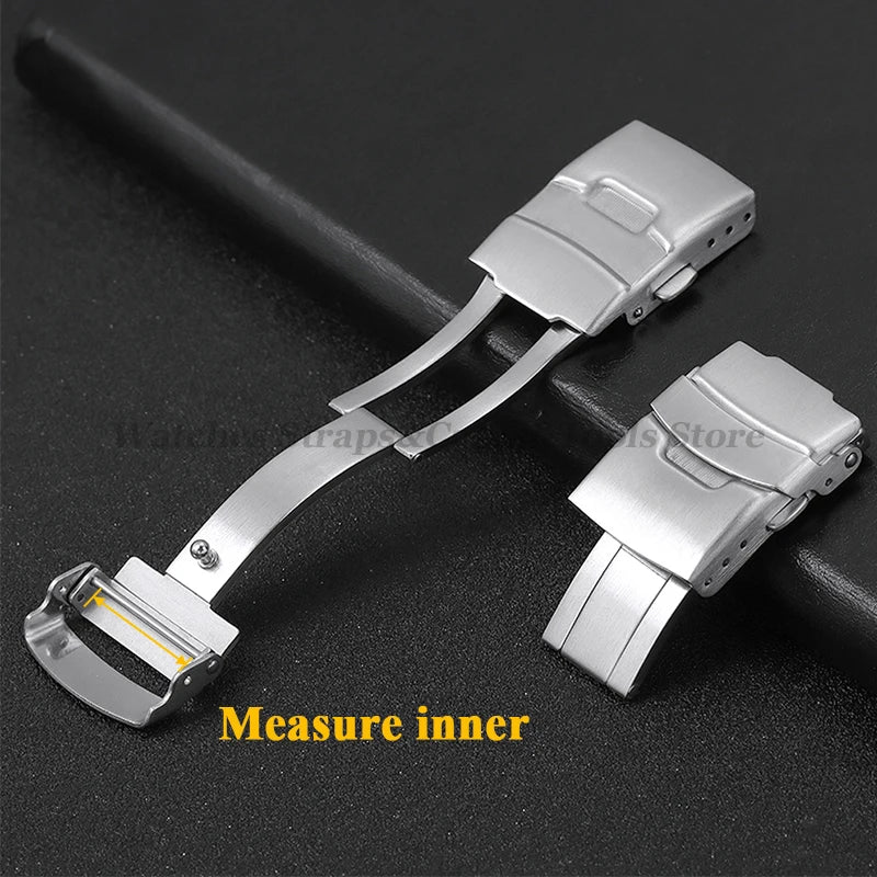 Stainless Steel Watchband Buckle for Seiko Watch Clasp 18mm/20mm/22mm/24mm Soild Button for Citizen Diver Clasp WatchAccessories