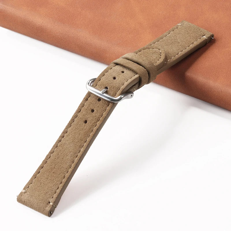 Soft Suede Retro Genuine Leather Strap for Seiko for Rolex Sport Watchband 20mm 22mm for Huawei Watch Amazfit GT2/GT3 Bracelet