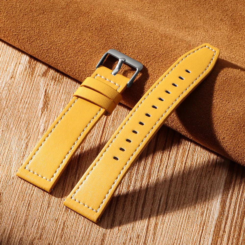 20mm 22mm Leather Strap for Samsung Galaxy Watch 7/6/5/4 40 44mm Gear Band Vintage Bracelet for Xiaomi Redmi Watch 3 Lite/Active