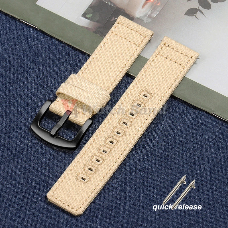 Quick Release Bracelet 18mm 20mm 22mm for Huawei Strap Braided Canvas Watch Band for Samsung Galaxy 3/4 40/44mm Classic 46/42mm