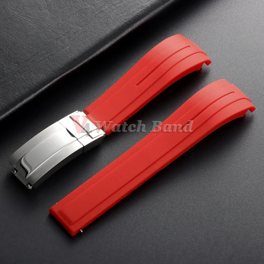 For Rolex Daytona Yacht-Master Ultra Arc Rubber Watchband 20 21mm 22mm Flexible Comfortable Silicone Curved Strap Folding Buckle