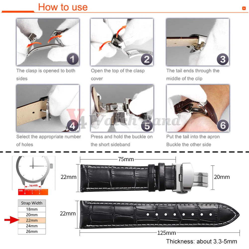 13mm 15mm 17mm 19mm 21mm 23mm Universal Leather Watch Strap Watchband for Men Women 12mm 14mm 16mm 18mm  20mm  22mm Watch Band