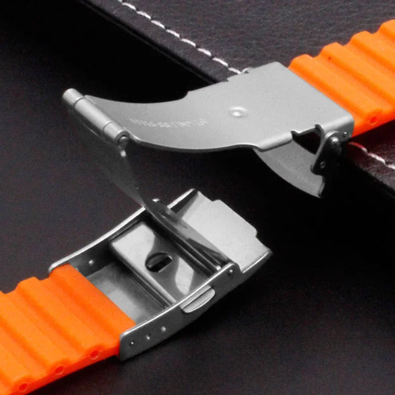 Watch Band For Seiko 18/20/22/24mm Tire Pattern Silicone Straps Rubber Universal Bracelet Quick Release Bracelet for Women Men