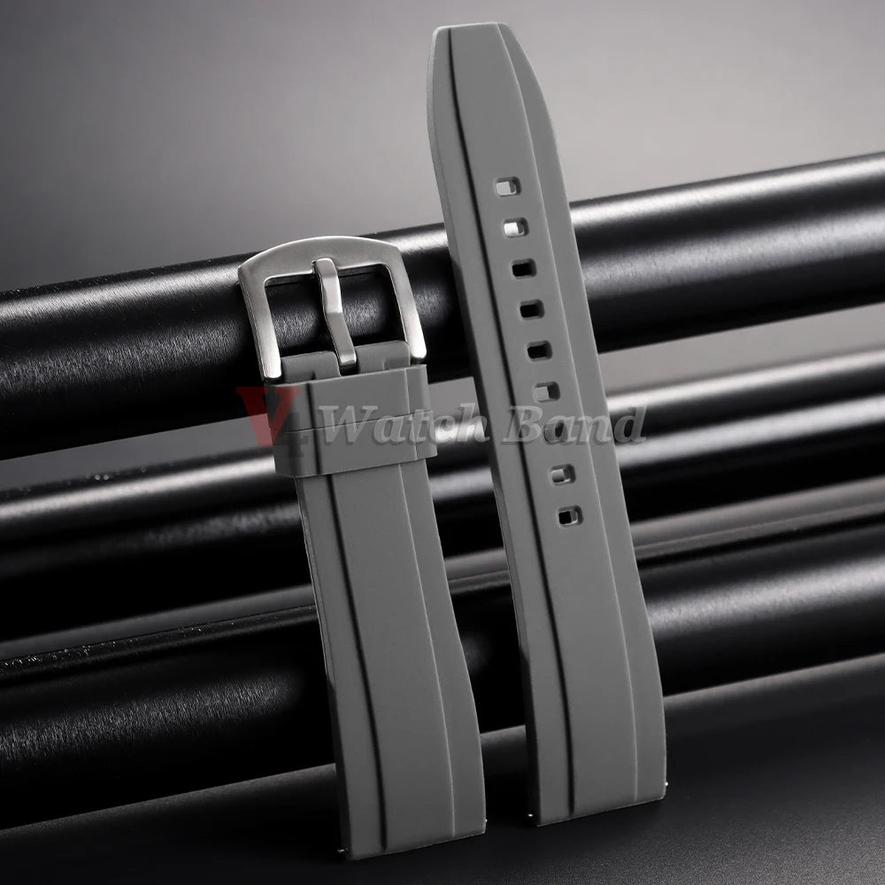 Watch Strap 20mm 22mm Universal Watch Band for Rolex for Omega Silicone Rubber Link Wrist Bracelet for Casio Soft for Smartwatch