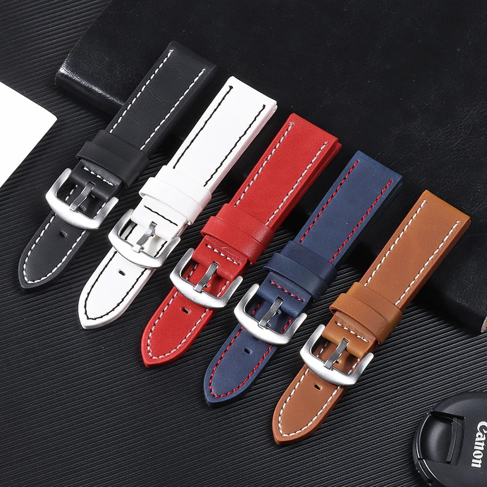 Genuine Leather Watchband for Rolex Wrist for Omega 18mm 20mm 22mm 24mm Universal Fashion Vintage Watch Band Strap