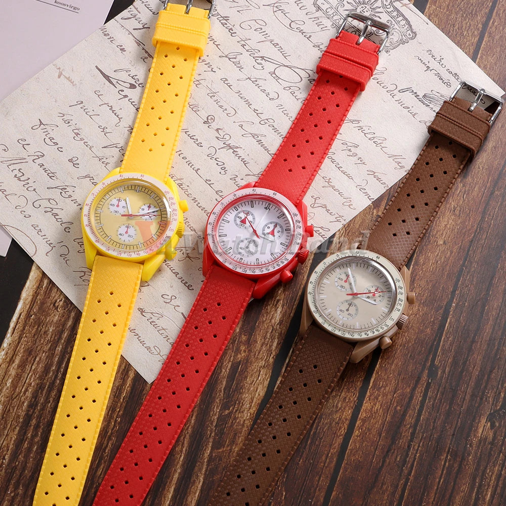 Premium Grade Tropical Rubber Watch Strap 20mm 22mm for Seiko SRP7J1 Watch Bands Diving Waterproof Strap Flat Universal Bands