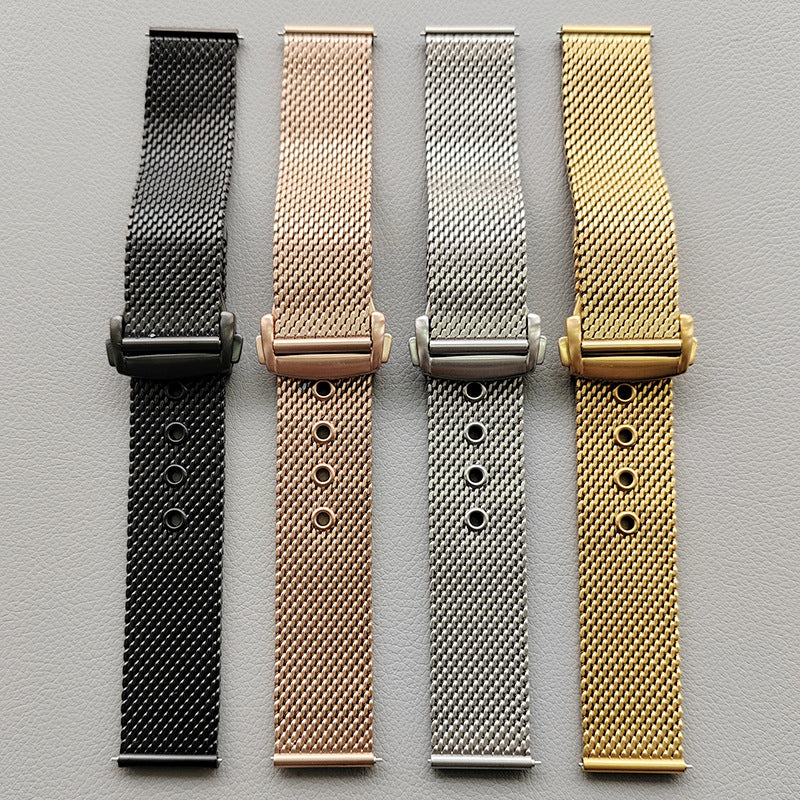 20mm 22mm Mesh Stainless Steel Watch Band for Omega 007 for Seamaster 300 Bracelet Folding Buckle Men Business Steel Metal Strap