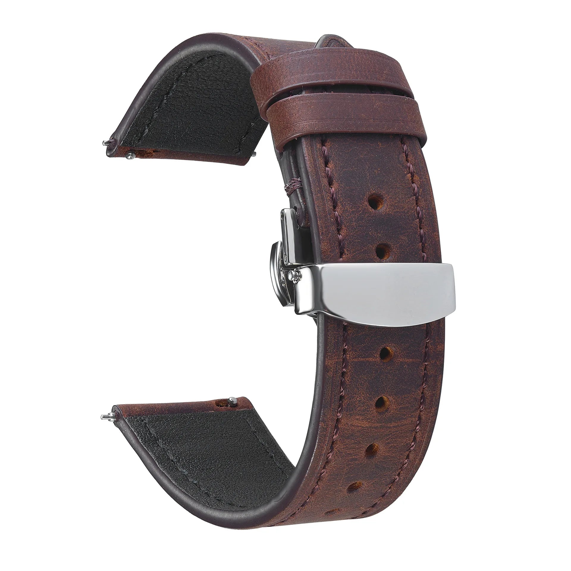 Crazy Horse Cowhide Leather Watch Strap 18mm19mm 20mm 21mm 22mm 24mm Butterfly Buckle Bracelet for Omega Smart Vintage Watchband
