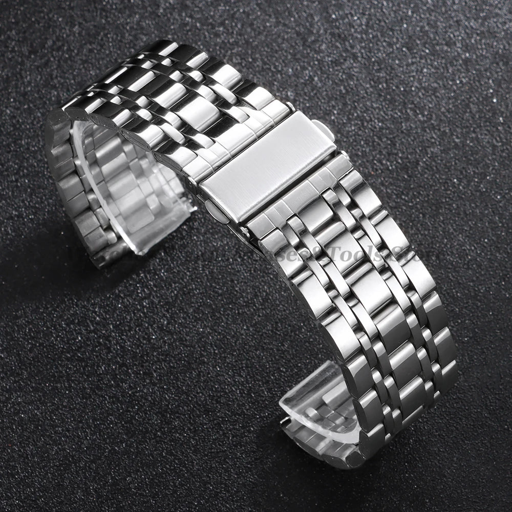 20mm 22mm Stainless Steel Watch Band for Seiko for Rolex Folding Buckle Men Women Bracelet Replacement Smartwatch Accessories