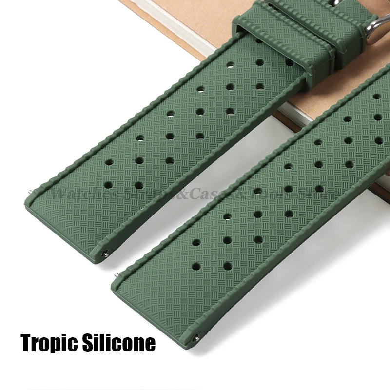 Tropic Silicone Watch Strap 18/20mm 22mm for Seiko for Fossil for Oris Wrist Band Quick Release Soft Rubber Bracelet Replacement